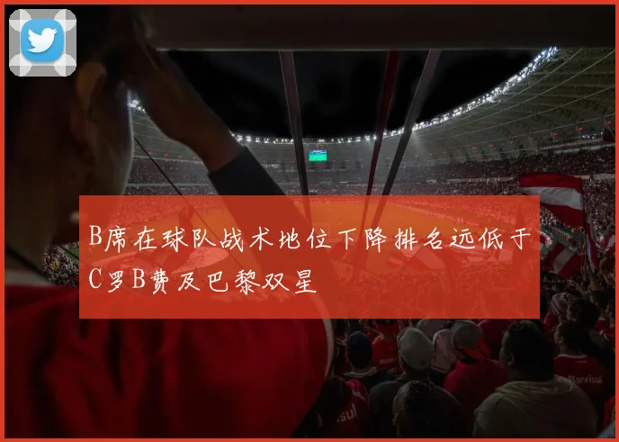 B席在球队战术地位下降排名远低于C罗B费及巴黎双星